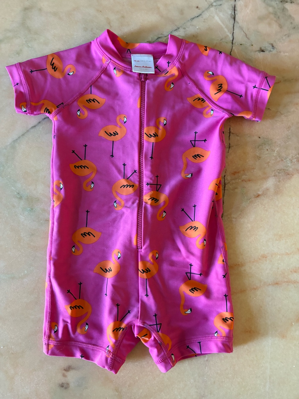 Hanna Andersson Baby Girl Hot Pink Flamingo One-Piece Swimsuit